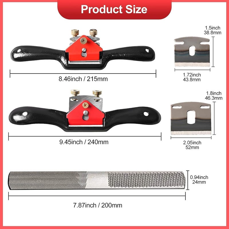 Klmnduo Adjustable Spokeshave Set - 2pcs Spokeshave, 6pcs Metal Blade, Portable Woodworking Planes and 4-Way Wood Rasp File, Perfect for Wood Craft and Woodworking - Image 5